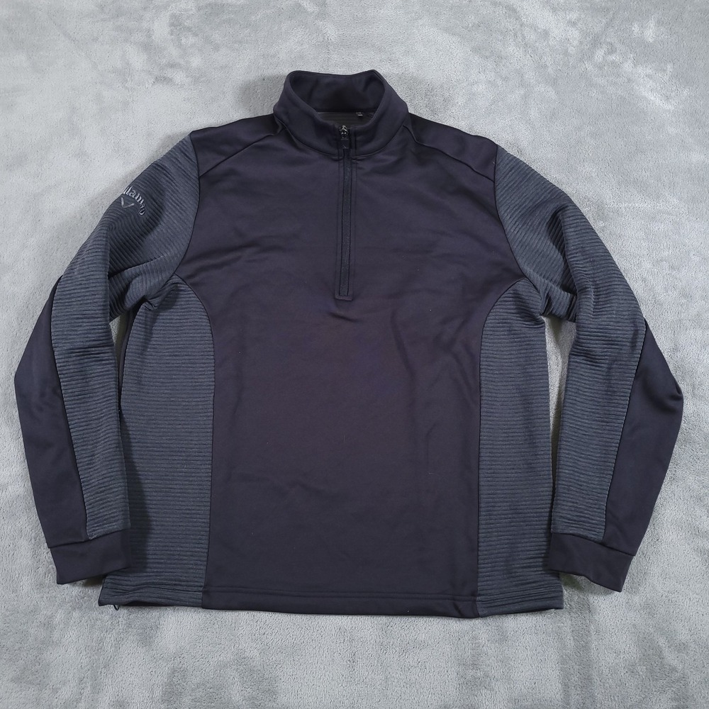 Callaway Weather Series Pullover Jacket Mens Medium 1/4 Zip Black Gray Golf Top